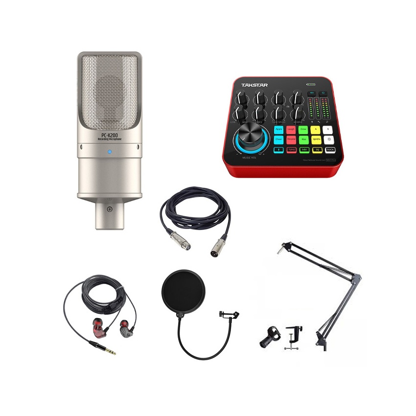 [Chính hãng, BH 12 tháng] Combo livestream Takstar K200 và soundcard Takstar MX1 pro, livestream, có