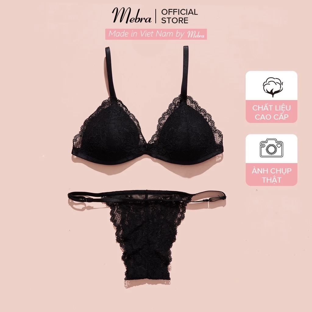 Áo lót nữ bra ren không gọng mút mỏng ren hoa đen mềm gợi cảm cao cấp Mebra A013K | BigBuy360 - bigbuy360.vn