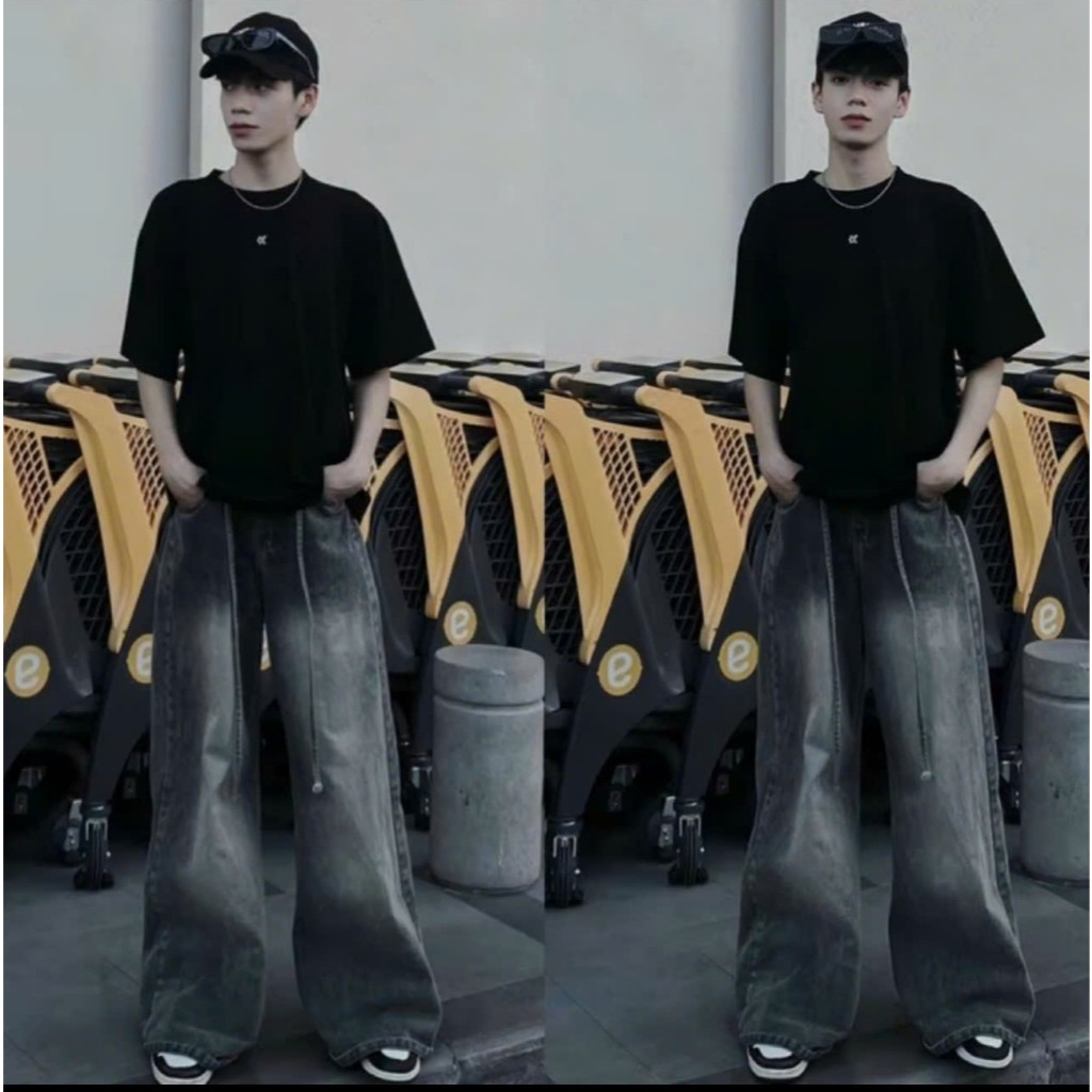 Quần Baggy Jeans Ống Rộng Loa Thắt Lưng Form To Unisex Nam Nữ Phong Cách Retro Hàn Quốc 20we | BigBuy360 - bigbuy360.vn