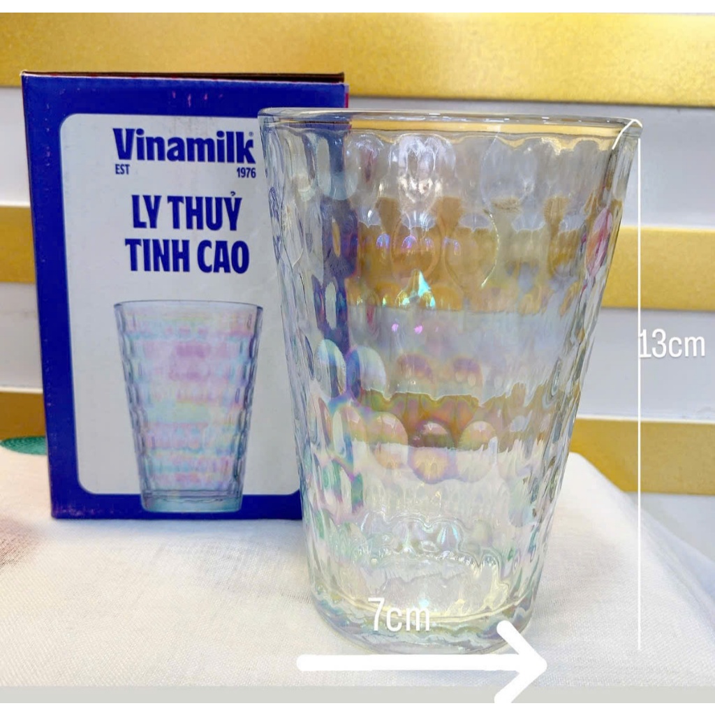 Ly thủy tinh cầu vồng 450ml+370ml/Hũ đựng mứt/Chén sứ trắng Vinamilk/Hộp đựng ngũ cốc 330g Milo