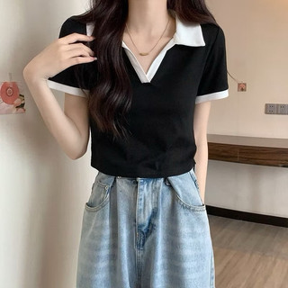 Áo Croptop cổ bẻ phối cổ CN-minhon