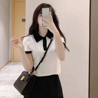 Áo Croptop cổ bẻ phối cổ CN-minhon