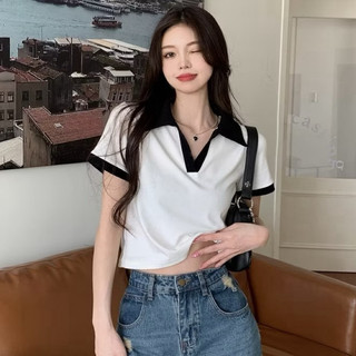 Áo Croptop cổ bẻ phối cổ CN-minhon