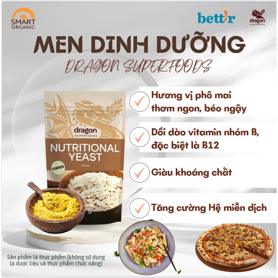 Men dinh dưỡng hữu cơ Nutritional Yeast Dragon Superfoods 100g