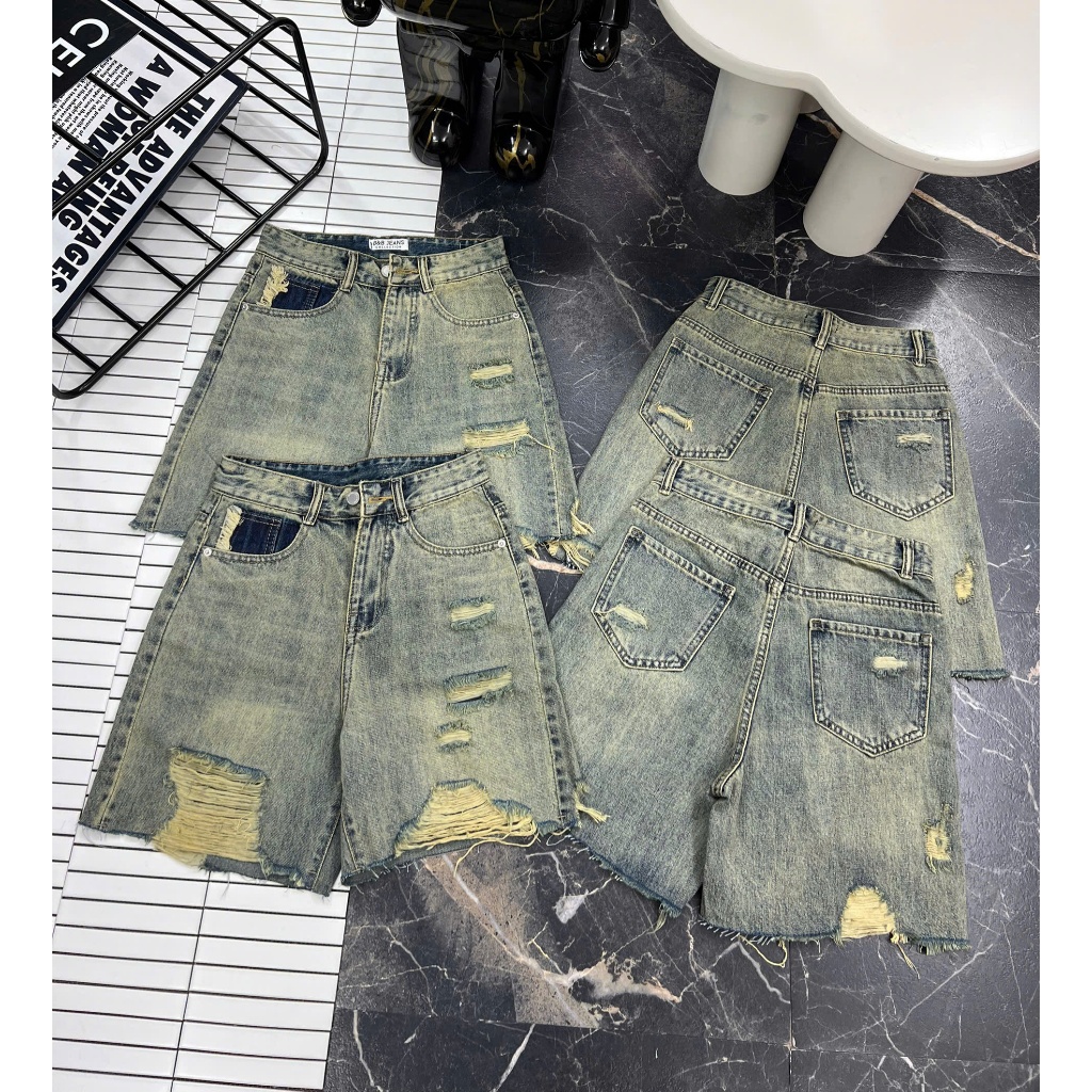 [LSN]Quần Jean Ngố Nữ Rách Trước Túi Wash 270 - 271