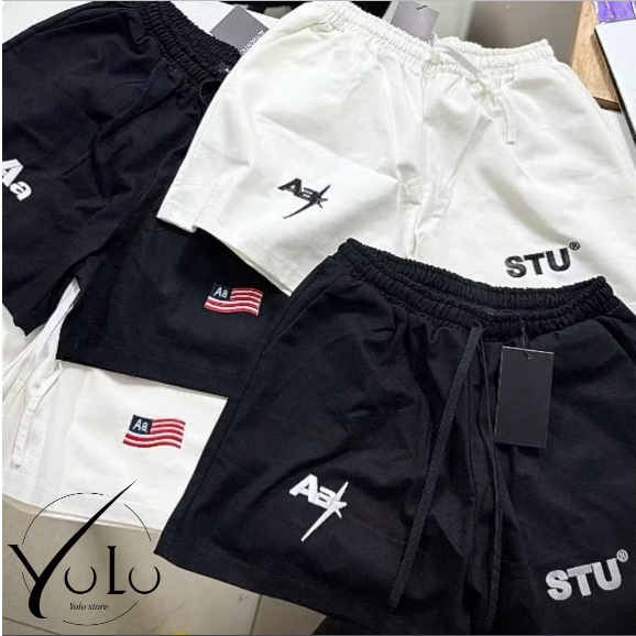 Quần Short Aastu Cao Cấp Chất Kaki Dày Mịn Hình Thêu Sắc Nét Full Tag Mạc Chuẩn Chỉnh Hot Trend 2025