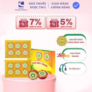  COMBO 6 HỘP Cao sao vàng 10 gam Dược TW3 - Dầu cù là- Mẫu Mới Date 2030 