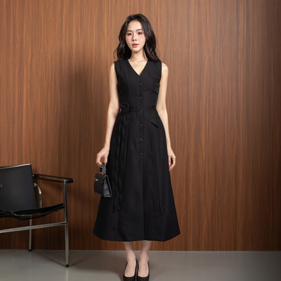 Đầm Dài Victoria JOVEN Cổ V Xẻ Tà Thanh Lịch Sang Trọng