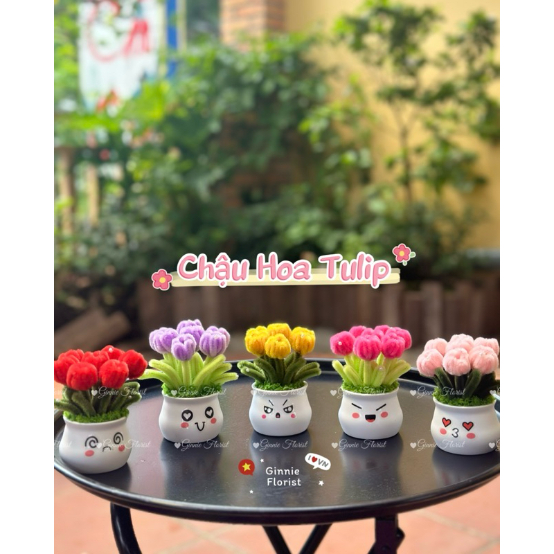 Chậu Hoa Tulip Mini - Handmade by Ginnie florist