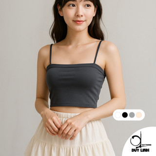 Áo 2 Dây Sợi Bún có mút ngực DuyLinh Áo ống croptop basic dễ mặc vải mềm mại co giản thoáng mát 2D08
