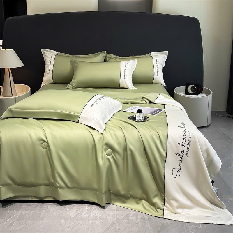 Bộ vỏ ga gối chăn trần bông nhẹ Charming Soul vải phi lụa bóng mịn