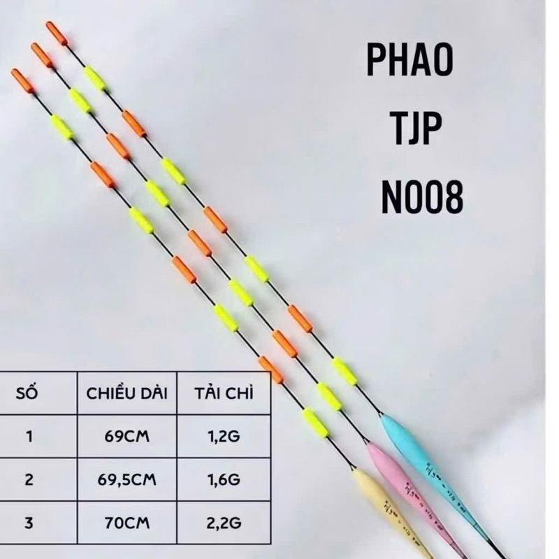 Phao Câu Cá Hố Đấu TJP N008 tăm phao 8 nấc tải chì 1,2g - 1,6g - 2,2g hàng chính hãng