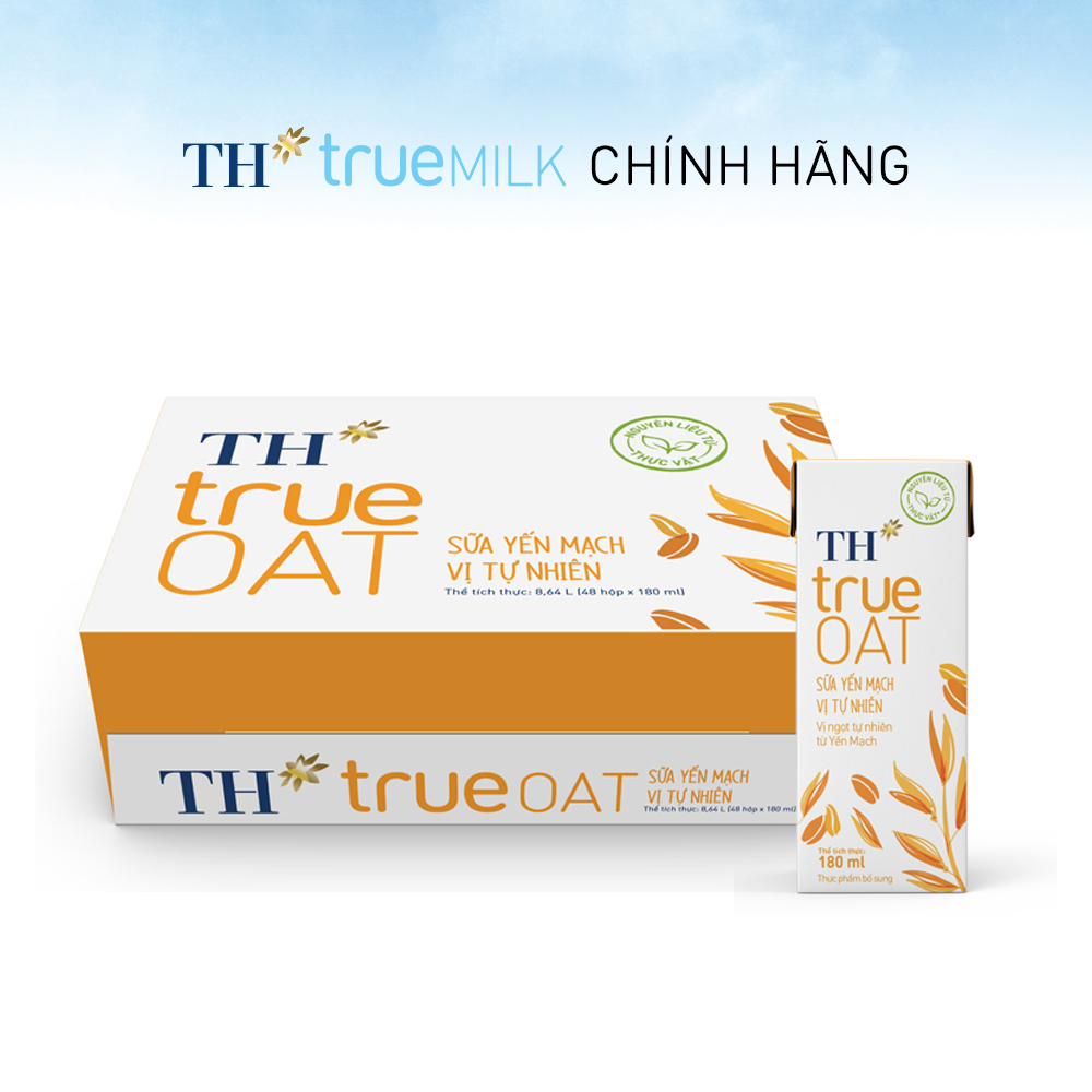 [LIVESTREAM] Thùng 48 hộp sữa yến mạch vị tự nhiên TH True Oat 180ml (180ml x 48)