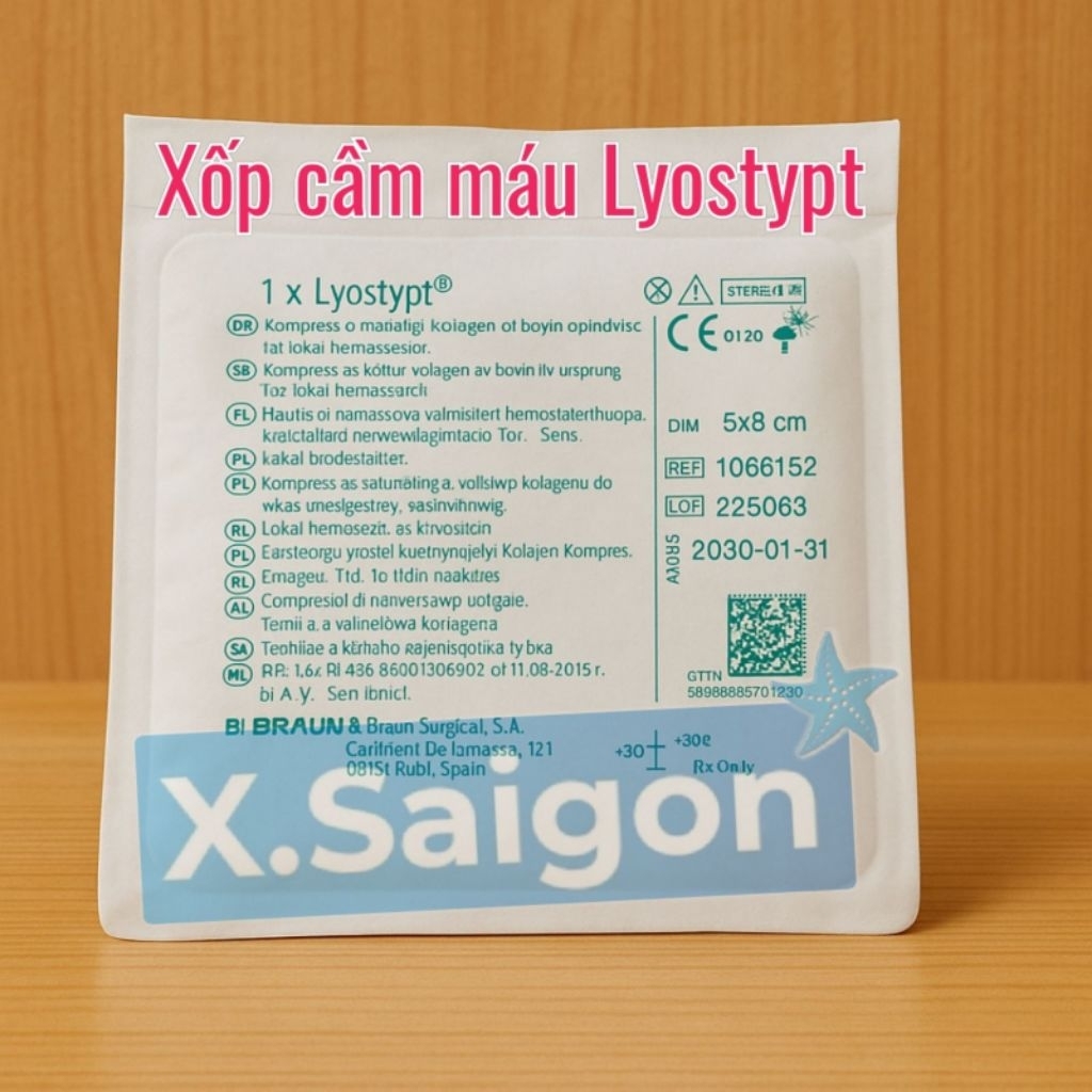 (01 miếng) Bông, xốp Cầm máu LYOSTYPT - hàng BBraun.