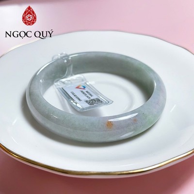 Vòng cẩm thạch A Myanmar - Ngọc phỉ thúy type A bản hẹ màu xanh điểm lý chất nếp Ni 59 (kèm kđ type A) - Ngoc Quý