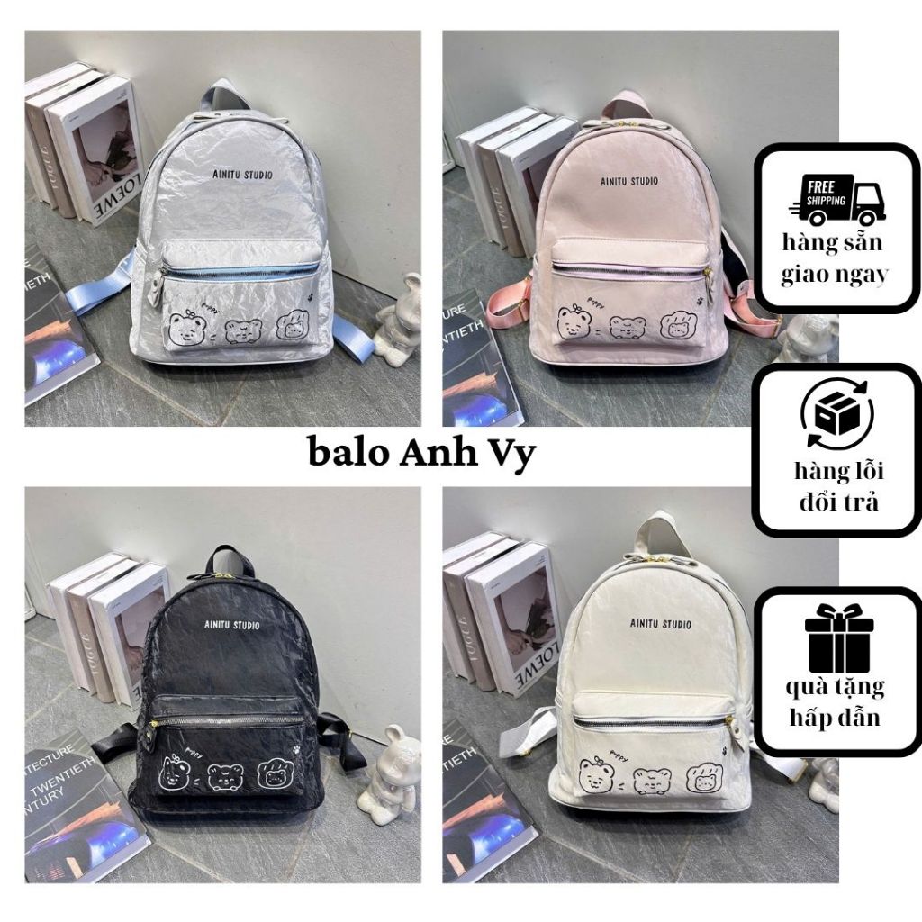 🌈SALE LỚN✅Balo da nhung full màu họa tiết mèo size 40 phong cách hàn quốc thời trang 2024🌈
