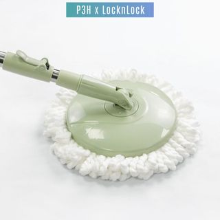 Bộ Lau Nhà Xoay Tay Mini Thép Không Gỉ Ettom Lock&Lock ETM498MITS2 (Kèm 4 Bông Lau) – Màu Xanh Mint P3H