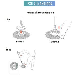 Bộ Lau Nhà Xoay Tay Mini Thép Không Gỉ Ettom Lock&Lock ETM498MITS2 (Kèm 4 Bông Lau) – Màu Xanh Mint P3H