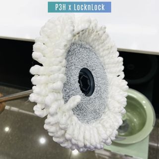 Bộ Lau Nhà Xoay Tay Mini Thép Không Gỉ Ettom Lock&Lock ETM498MITS2 (Kèm 4 Bông Lau) – Màu Xanh Mint P3H