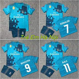 Bộ Quần Áo Bóng Đá Trẻ CLB Real Madrid Retro 2017 - Vải Mè Thái Cao Cấp