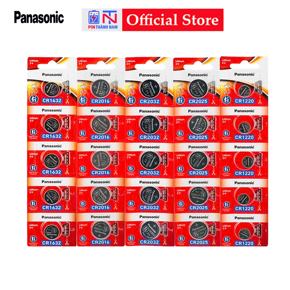 Vỉ 5 Viên Pin Panasonic Cr2032 / Cr2025 / Cr2016 / Cr1632 / Cr1220 / Cr1620 / Cr2450 Chính Hãng