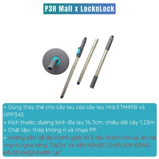 Bộ Lau Nhà Xoay Tay Mini Thép Không Gỉ Ettom Lock&Lock ETM498MITS2 (Kèm 4 Bông Lau) – Màu Xanh Mint P3H