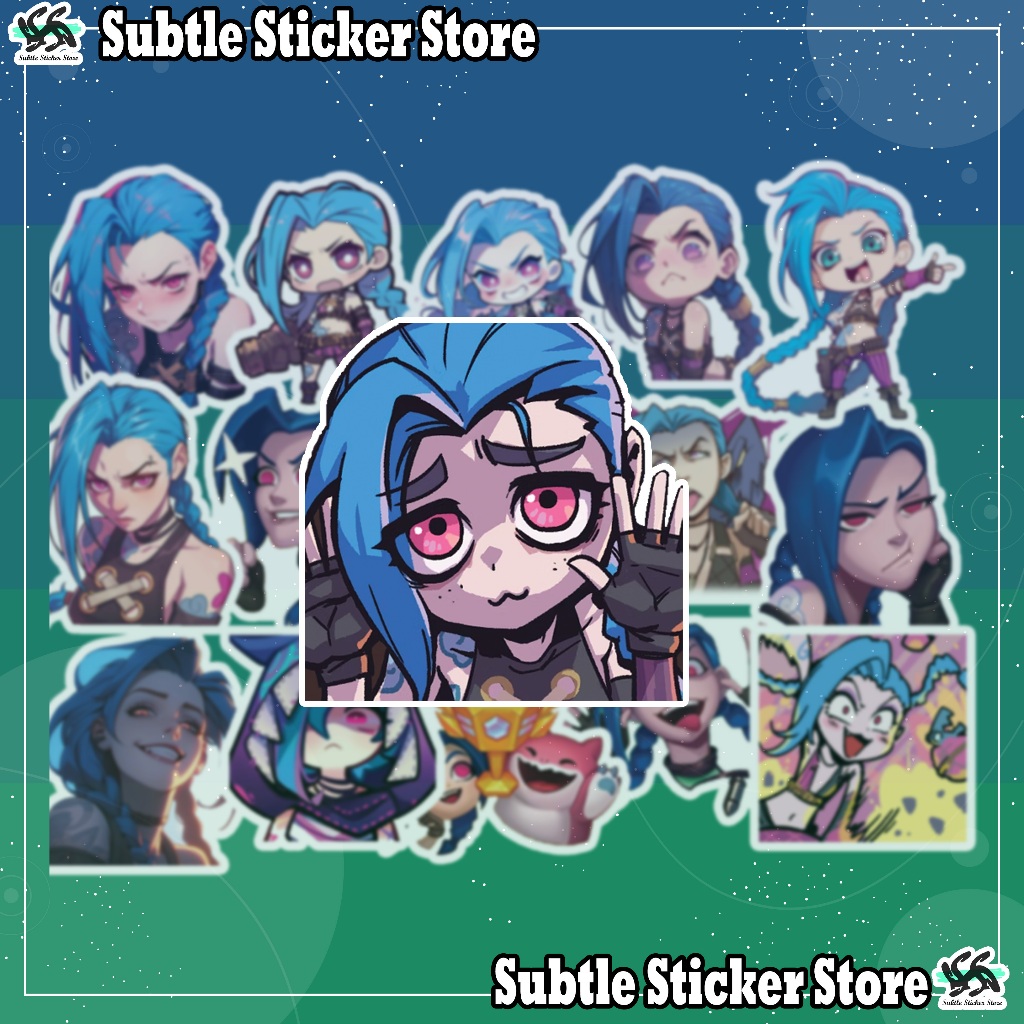 [League Of Legends] - Set 10/15 Sticker Jinx - Khẩu Pháo Nổi Loạn hình dán game Lol trang trí chống 