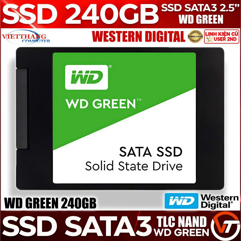 Ổ cứng SSD 240GB Western Digital WD Green SATA 3 Zin xịn chuẩn Good 100% Còn đẹp ( Cũ - 2nd )