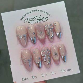 Nail box mắt mèo hồng thạch y2k, nail box thiết kế tráng gương. Vi van nail box