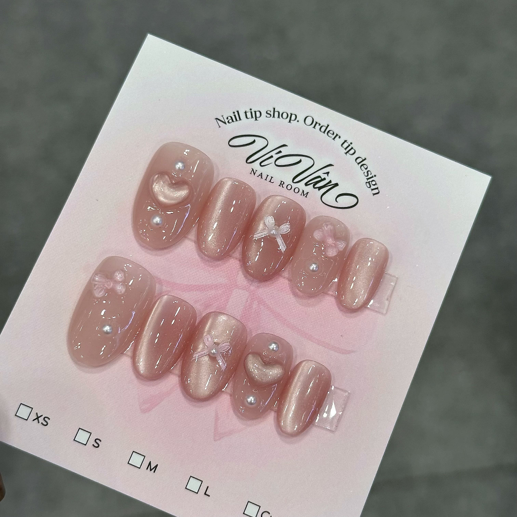 Nail box mắt mèo ánh trăng hồng thạch. nail box thiết kế. vi van nail box
