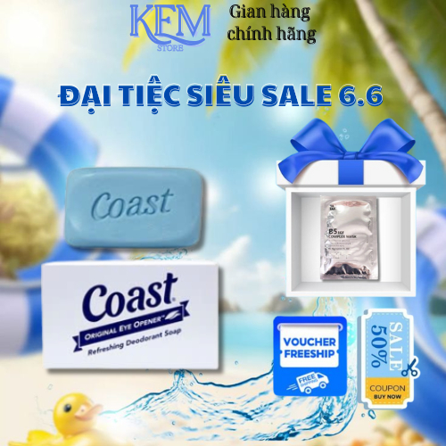 (TÁCH LẺ) XÀ BÔNG COAST HỘP TRẮNG/ XÀ BÔNG COAST HỘP XANH THƠM MÁT NHẸ, 113g/CỤC - Mỹ