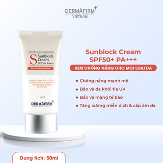   DERMAFIRM  Kem chống nắng hỗn hợp nâng tone cho mọi loại da SUNBLOCK CREAM SPF 50+ PA+++  50ml  