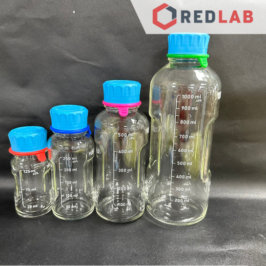 Chai trung tính YOUTILITY trắng DURAN 100 250 500 1000 ml, thuỷ tinh borosilicate 3.3 chịu nhiệt, nắp nhựa PP, có VAT