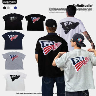  Áo thun Boxy cổ tròn tay ngắn FAFIC FLAG HÌNH THÊU cotton mùa hè nam nữ unisex local brand 