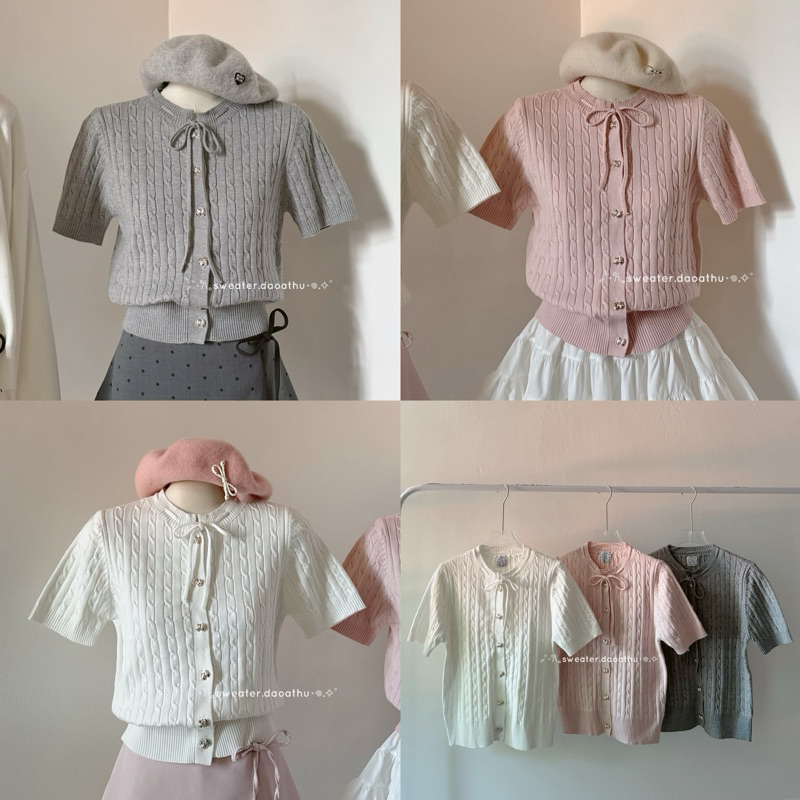 [ SẴN TRẮNG + HỒNG ] AMEE TOP - ÁO LEN MONGTOGHI CÚC NƠ ĐỒNG SANG CHẢNH sweater.daoathu