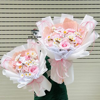  Ảnh thật 💐 Bó hoa mix nhiều loại bằng sáp nhẹ nhàng  Mẫu MIX 03  - tặng tốt nghiệp sinh nhật kỉ niệm 