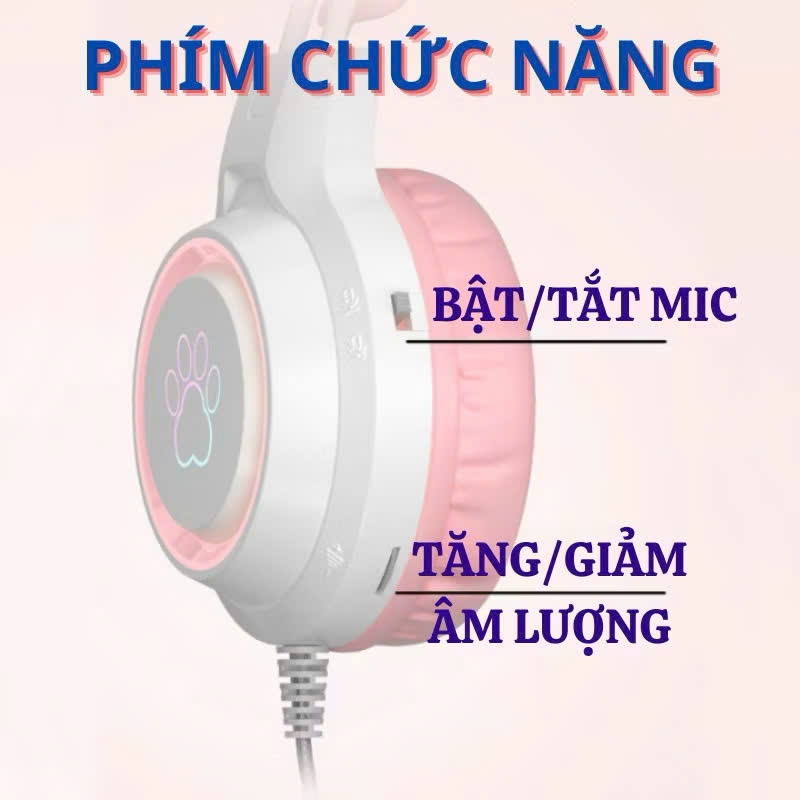 Tai Nghe Mèo Chụp Tai Có Dây Kèm Micro,Tai Nghe Dễ Thương SY-G35 Chơi Game Học Online Có Đèn RGB Led | BigBuy360 - bigbuy360.vn