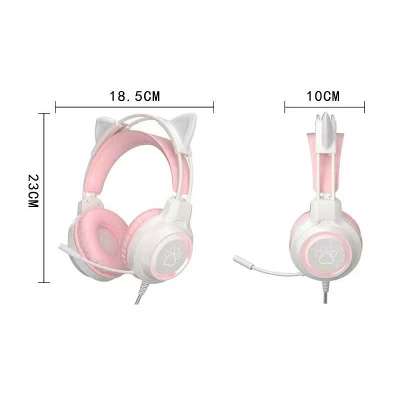 Tai Nghe Mèo Chụp Tai Có Dây Kèm Micro,Tai Nghe Dễ Thương SY-G35 Chơi Game Học Online Có Đèn RGB Led | BigBuy360 - bigbuy360.vn