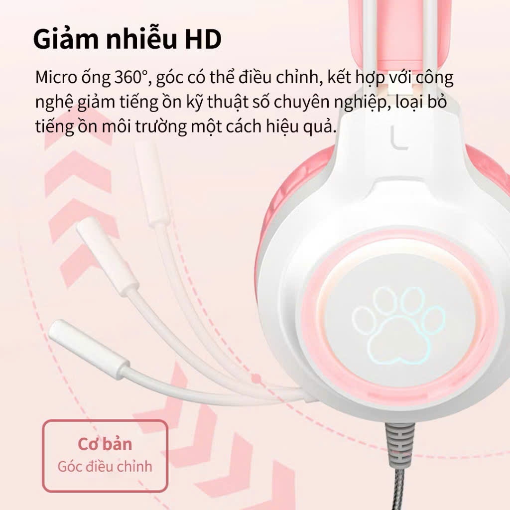 Tai Nghe Mèo Chụp Tai Có Dây Kèm Micro,Tai Nghe Dễ Thương SY-G35 Chơi Game Học Online Có Đèn RGB Led | BigBuy360 - bigbuy360.vn