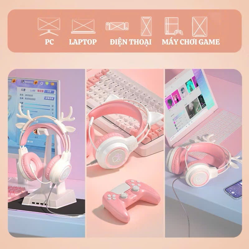 Tai Nghe Mèo Chụp Tai Có Dây Kèm Micro,Tai Nghe Dễ Thương SY-G35 Chơi Game Học Online Có Đèn RGB Led | BigBuy360 - bigbuy360.vn