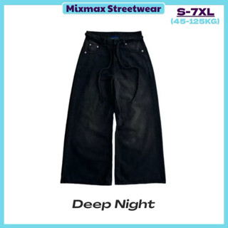 [SẴN HOẢ TỐC-BIG SIZE] Quần bò jeans ống rộng kèm dây belt màu đen khói Deep night wash hiphop unisex siêu chất