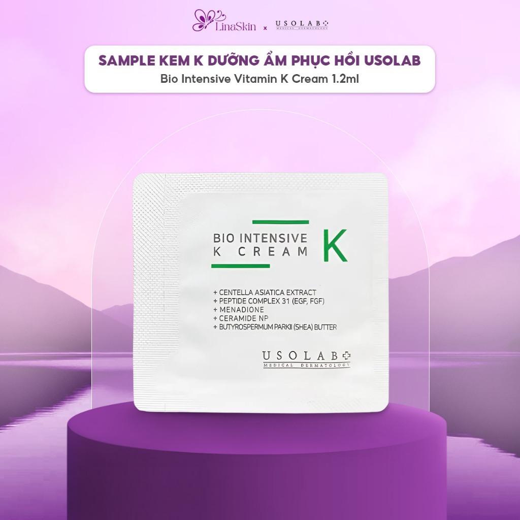 Sample kem dưỡng phục hồi, kem k dưỡng ẩm phục hồi da mỏng yếu Bio Intensive Vitamin K Cream Usolab 