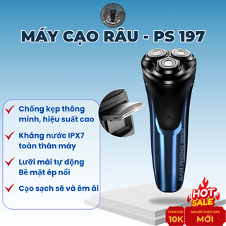 Máy Cạo Râu Cao Cấp Poree PS197 - 3 Lưỡi Tròn Tự Mài Sắc, Chống Nước IPX7,Pin Trâu