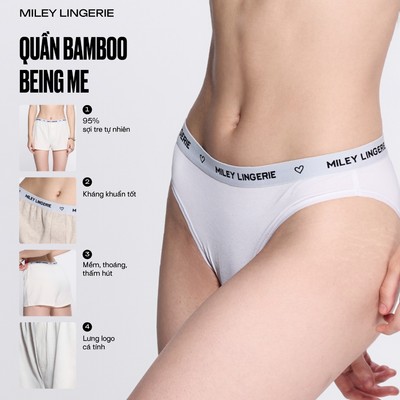 Quần Lót Nữ Lưng Logo Miley Lingerie Vải Sợi Tre Bamboo Kháng Khuẩn Thoáng Khí FBS01(Size S - XXXL)