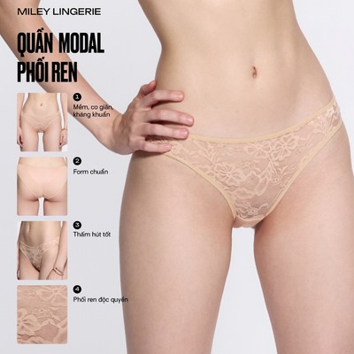 Quần Lót Modal Bikini Phối Ren Sợi Dệt Miley Lingerie Thoáng Khí, Không Hằn Bí FCM0204