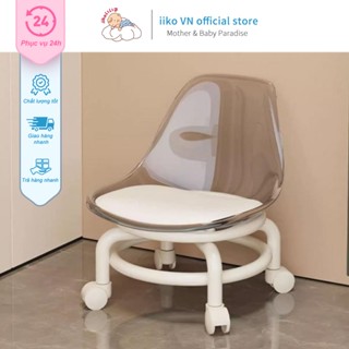 Ghế Ngồi Nhỏ Ròng Rọc Chất Liệu Acrylic Có Bánh Xe Ghế Đẩu Nhỏ Cho Bé Cao Cấp Tựa Lưng Trong Suốt