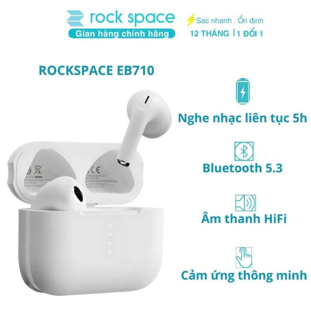 Tai nghe Bluetooth không dây nhét tai TWS ROCKSPACE EB710 Hàng chính hãng bảo hành 12 tháng