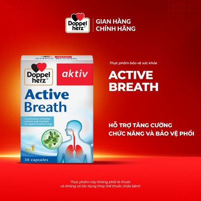 Viên uống Doppelherz Active Breath hỗ trợ tăng cường chức năng và bảo vệ phổi (Hộp 30 viên)