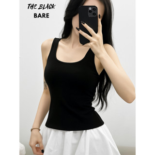 (BIGSIZE) Áo 2 Dây Bản To Nữ Cổ Vuông The Black Bare, Áo Tank Top Basic Vải Borip Mịn Ôm BoDy _A323