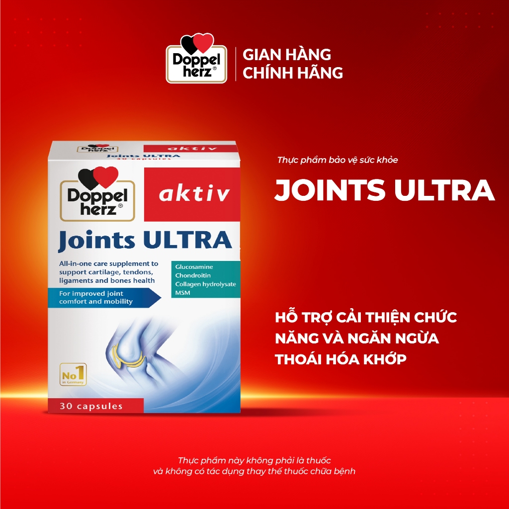 Viên uống Doppelherz Joints Ultra hỗ trợ cải thiện chức năng và ngăn ngừa thoái hóa khớp (Hộp 30 viên)